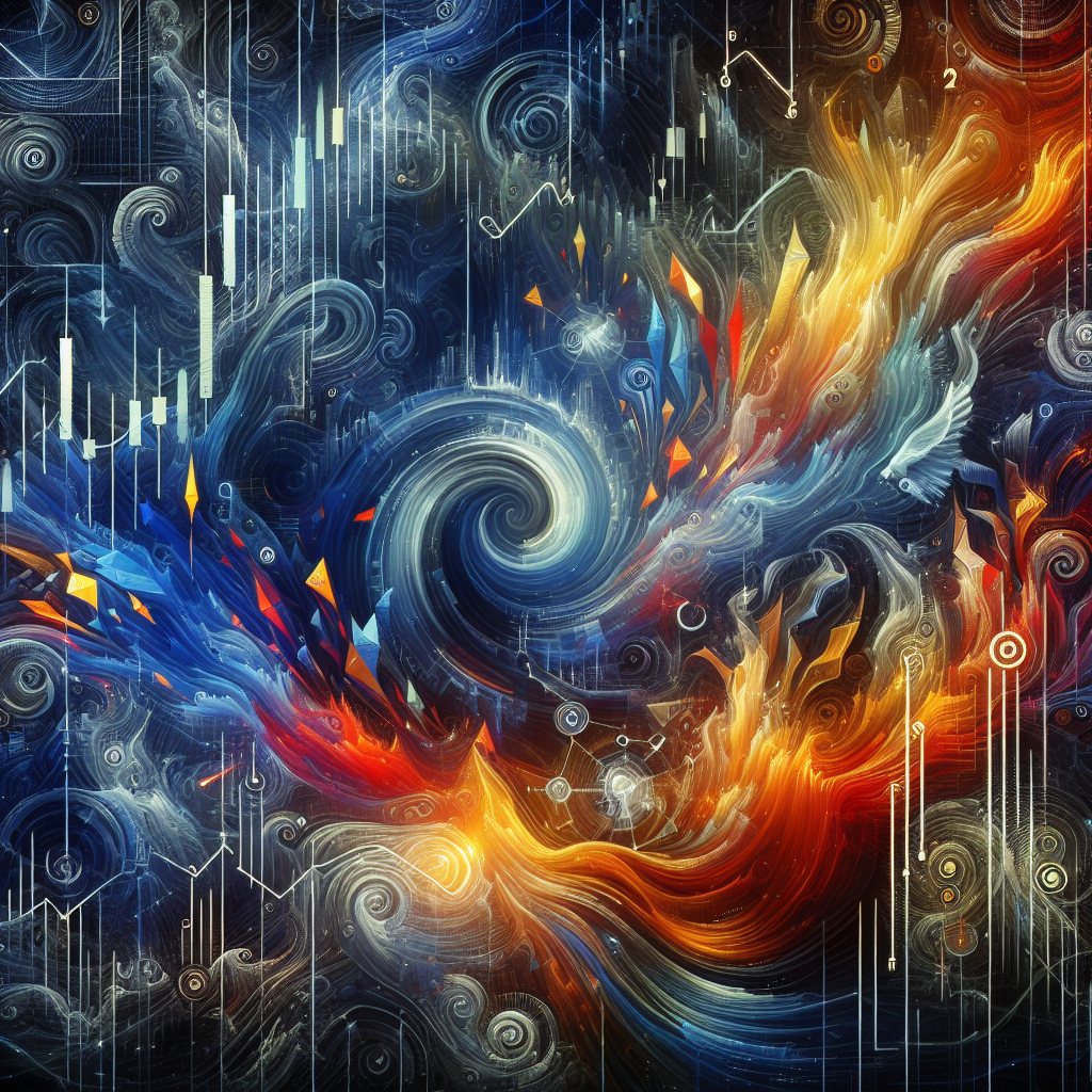 An abstract illustration of a vibrant trading pattern, showcasing dynamic waves of colors representing the volatility of commodity markets.