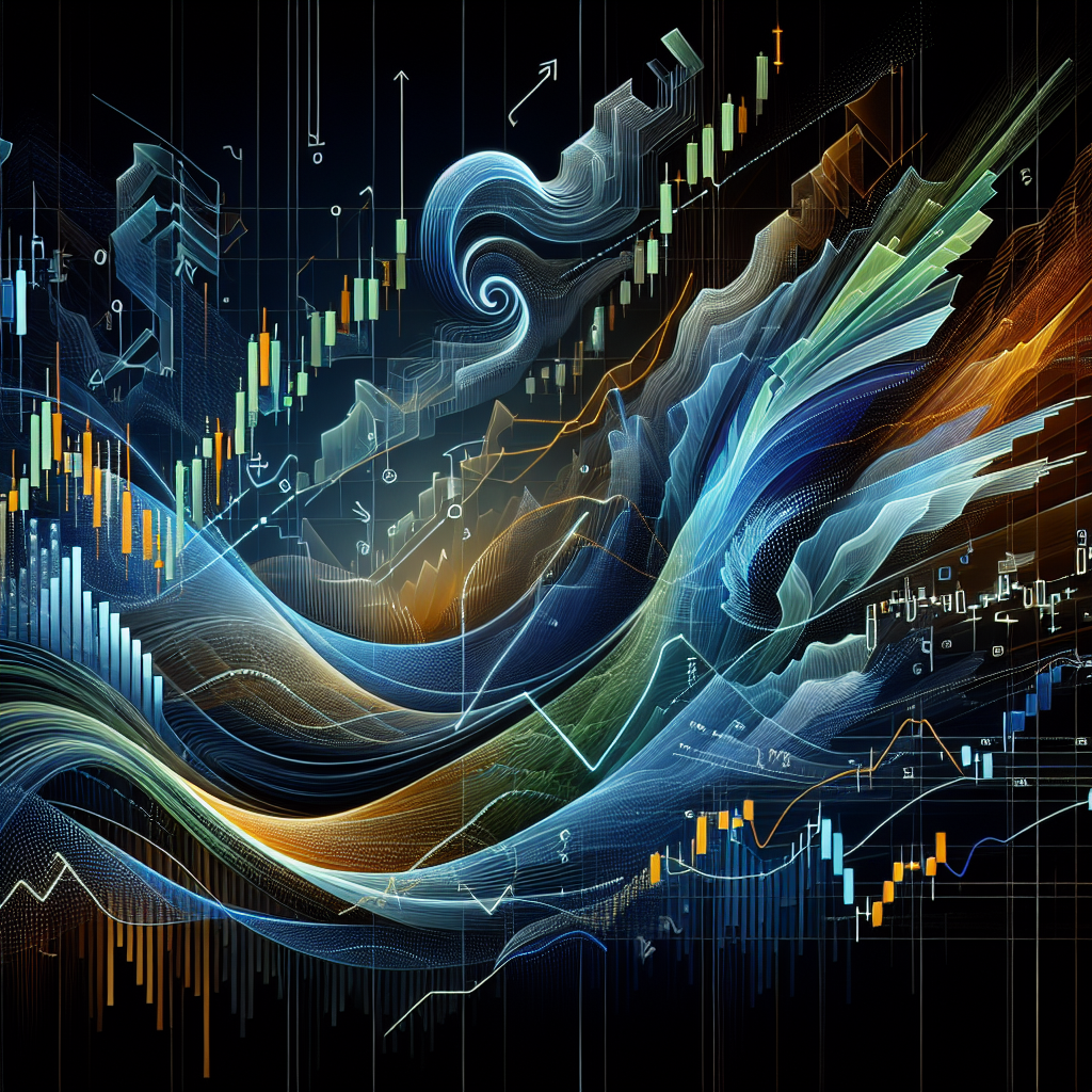 An abstract illustration showcasing flowing patterns symbolizing trading strategies in commodities, with vibrant colors and dynamic shapes representing market fluctuations and success in swing trading.