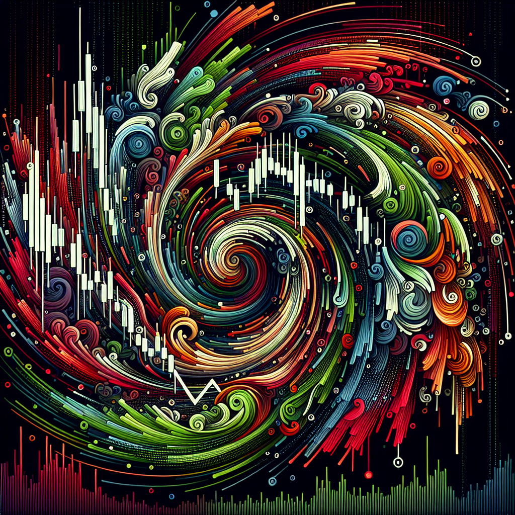 An abstract illustration representing volatility in trading, showcasing flowing patterns and dynamic colors that symbolize market fluctuations.